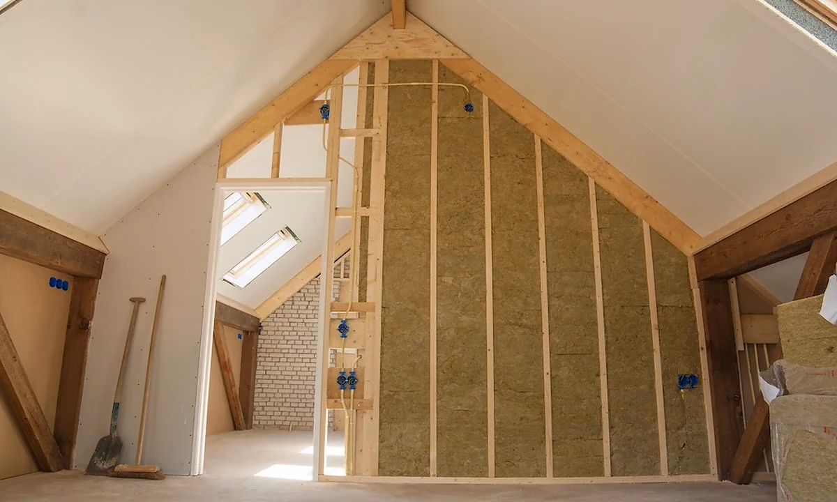 Etterisolering av vegg under arbeid